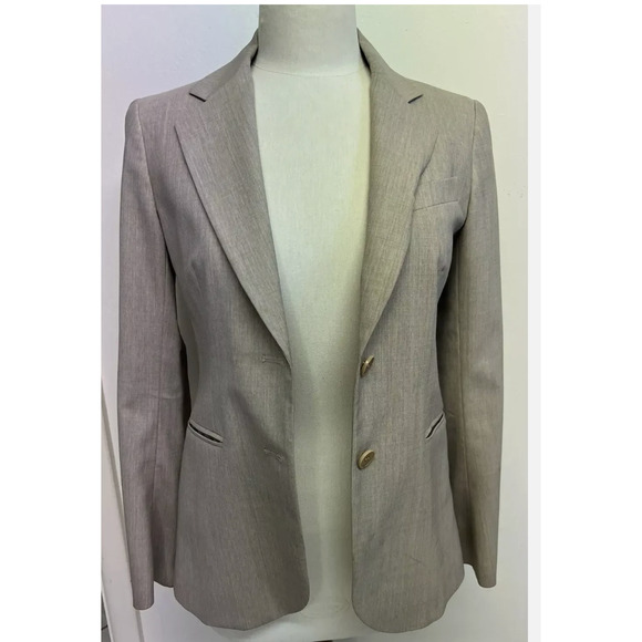 THEORY Beige Taupe Wool Blazer 2-button Suit Jacket Work Business Women's 4 - Picture 1 of 14